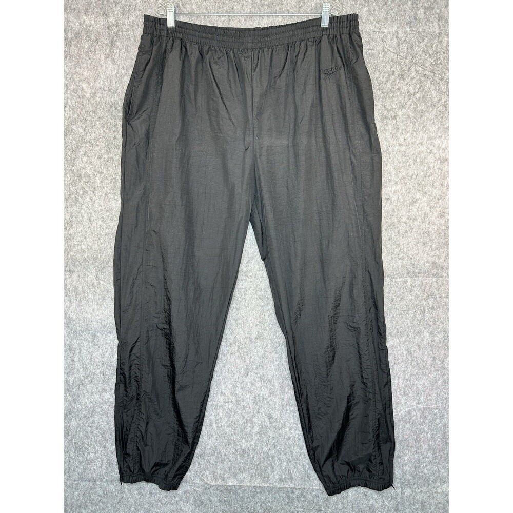 Vintage Reebok Track Pant Men’s Large Black Nylon Windbreaker Ankle Zip